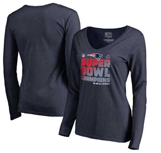 Women New England Patriots Pro Line by Fanatics Branded Super Bowl LI Champions Trophy Collection Locker Room Alternate V Neck Long Sleeve T-Shirt Navy FengYun,We sell and wholesale Women New England Patriots Pro Line by Fanatics Branded Super Bowl LI Champions Trophy Collection Locker Room Alternate V Neck Long Sleeve T-Shirt Navy FengYun on line form chian!
